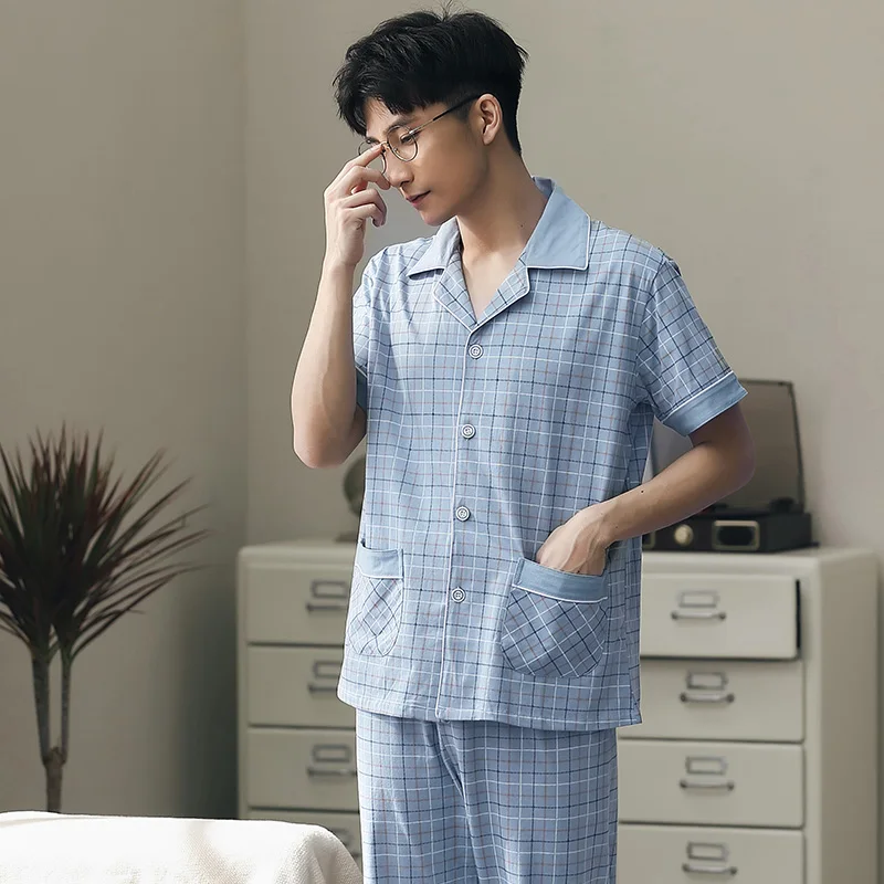Cotton Pajama Men Short Sleeves 