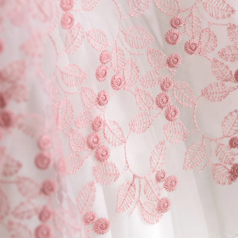 50x130 см модная розовая органза вышивка маленький цветок Чистая Пряжа кружевная ткань diy свадебное платье юбка костюм материалы домашний декор