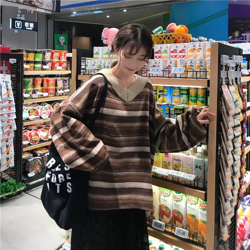 Женский спортивный женский свободный bf удобный ленивый ветер в полоску Harajuku с капюшоном дикий толстый cec куртка пальто