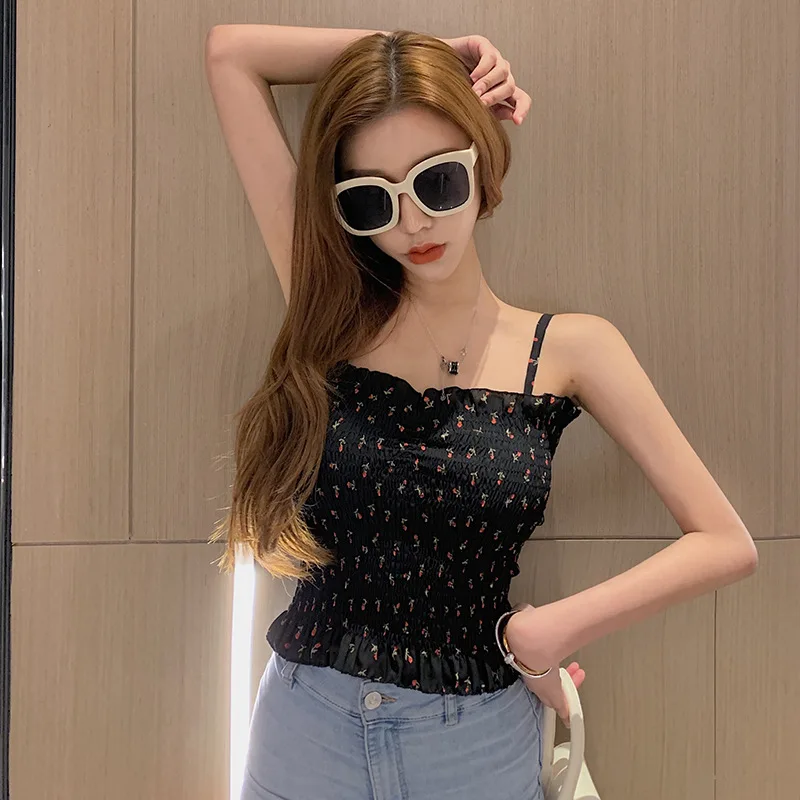 Kpop GIDLE Soyeon same Лето Корейский дикий без бретелек небольшой свежий кроп Топ женское белье с бретельками Топ уличная укороченный топ