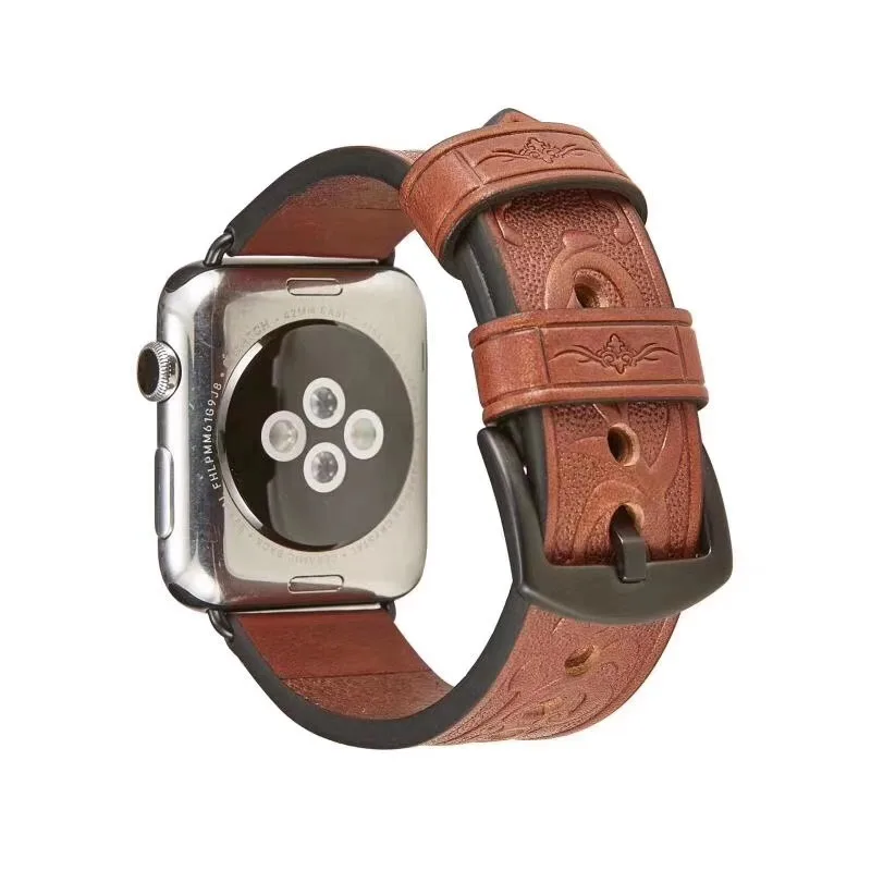 Настоящие древние роскошные кожаные часы ремешок для Apple Watch 5 4 3 2 1 Ремешок Браслет 38 мм 42 мм 40 мм 44 мм