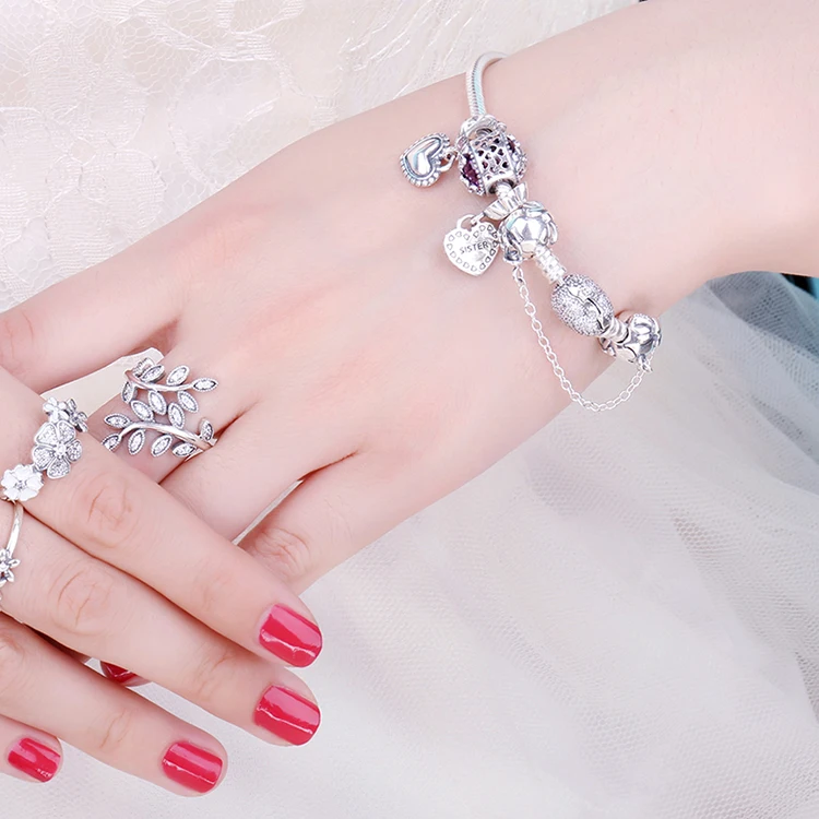 JewelryPalace Аутентичные 925 пробы серебро сверкающие ромашки кубического циркония браслет ювелирные украшения