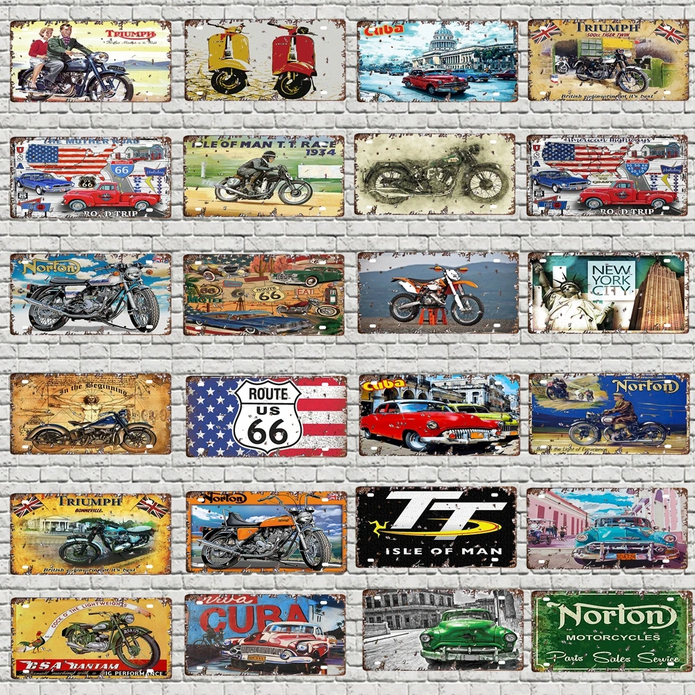 30X15 см винтажный мотоцикл плакат Route 66 шоссе номерной знак металлическая пластина для стены художественного магазина ресторана гаража Декор DC-0338A