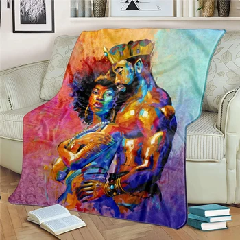 

King African American Lovers Couple Queen Colorful Soft Flannel blankets Alpaca Throw Bedding Thick Warm On The Bed Sofa gift