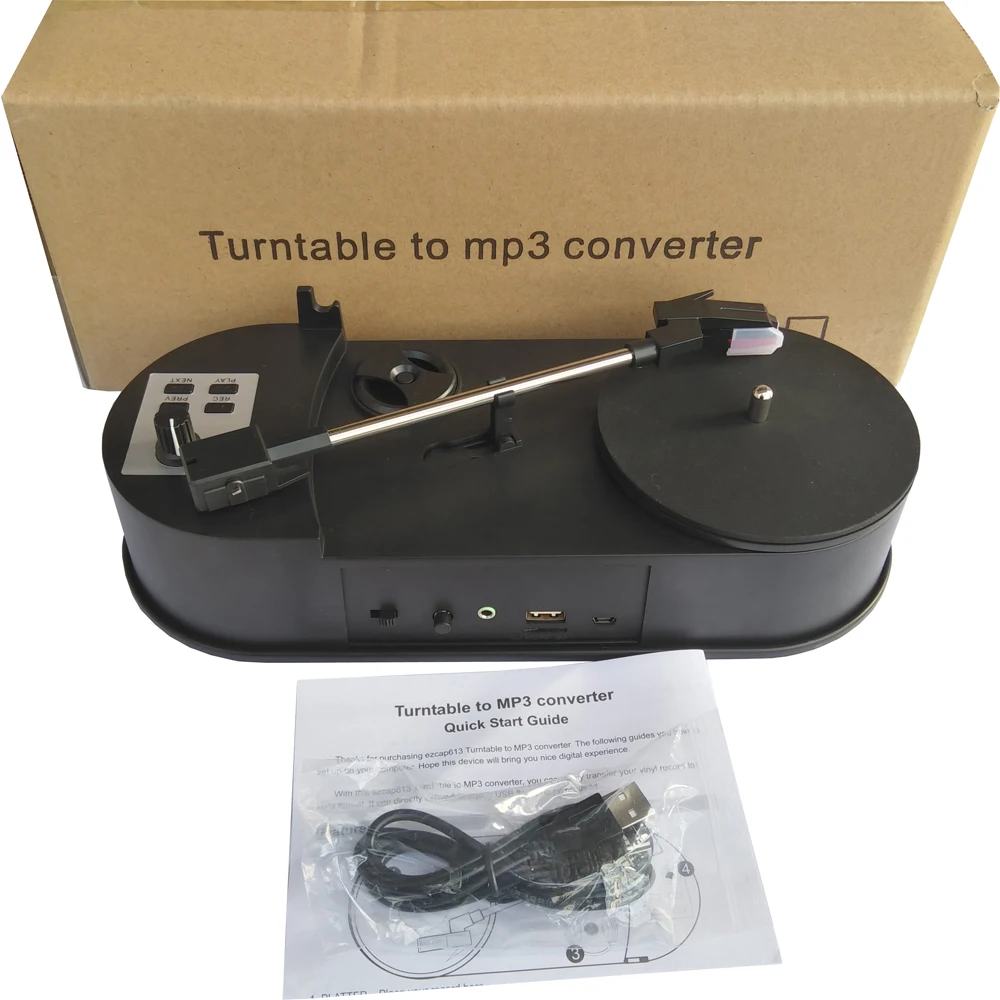 Turntable Player converter, converts vinyl music to digital mp3, no computer required.can playback recorded music directly