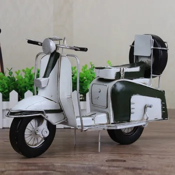 

37x22x15cm Antique Iron Motorcycle Car Model Mini Scooter Motorbike Motor Model Gift Decoration Diecast Toy Vehicle for Children