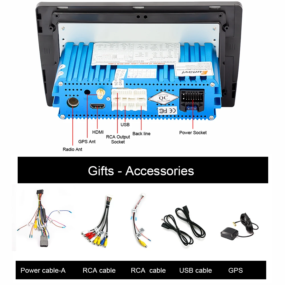 Perfect Eunavi 1 Din 9 inch RK3399 Universal Android 9.0 4G 64G Car Radio Stereo PC GPS Navigation WiFi 1024*600 Audio Bluetooth SWC USB 5