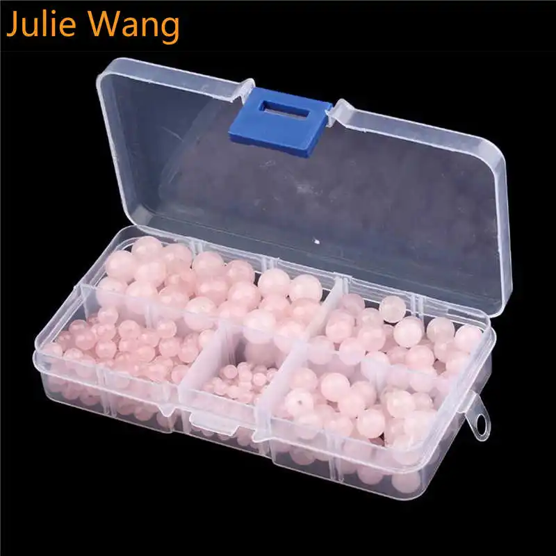 Pink Julie Wang 359 шт./кор. 4-10 мм смешанные размеры натуральный камень бусины для браслета ожерелье ювелирных изделий Аксессуары оптом - Цвет: Pink