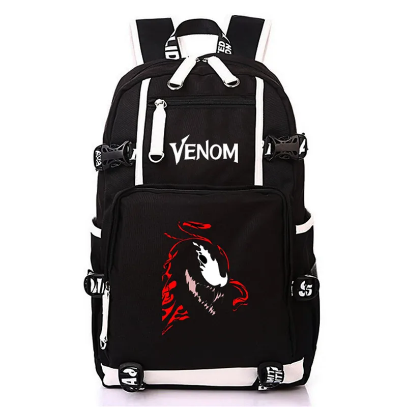 Светящиеся школьные сумки Venom, брезентовый Рюкзак с принтом супергероя, сумка для мальчиков и девочек, повседневный дорожный рюкзак для подростков, мужчин, женщин, студентов