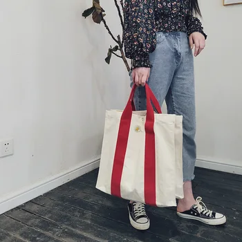 

2020 small daisy embroidery canvas bag female literary simple student large capacity handbag channels handbags tote bag handbag