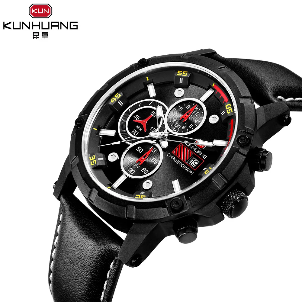 

Kun Emperor New Style Sports Watch MEN'S Multi-functional Watch Waterproof Calendar Fashionable Watch Men's