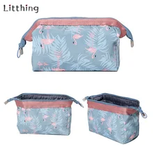 Косметичка в виде животного фламинго для женщин, несессер с цветами, косметичка для путешествий, водонепроницаемая портативная косметичка, наборы туалетных принадлежностей# N