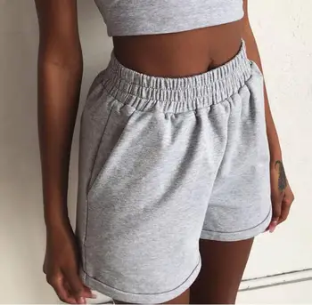 

Summer fashion women's high waist slim straight casual sports wind shorts