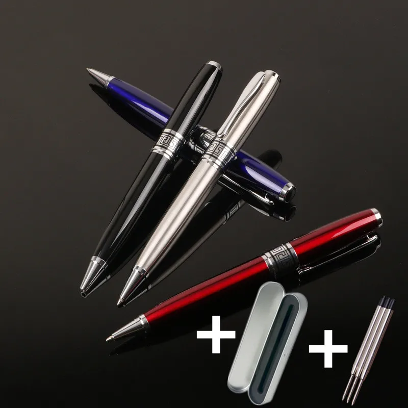 

1 Metallic Ballpoint Pen 3 Refills Gift Box 4 Colors Luxury Fashion Blue Student Gift Roller Ball Shiny Red Girls Stationery