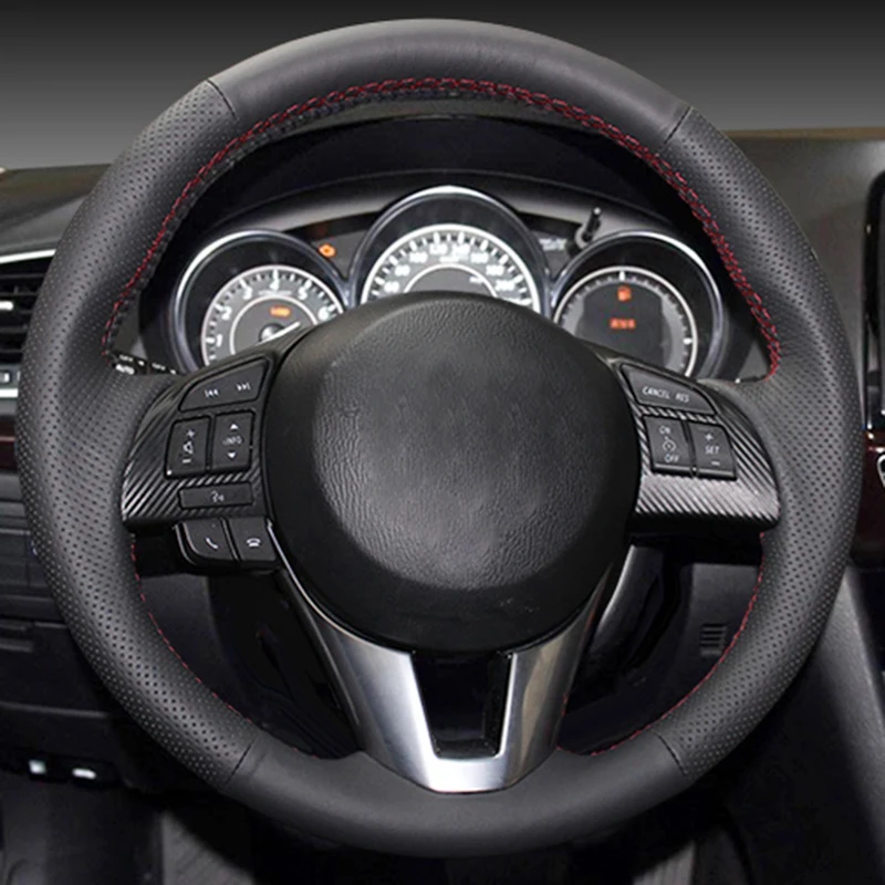 Ручная работа, черная натуральная кожа, оплетка рулевого колеса для Mazda 3 Axela для Mazda 6 Atenza CX4 CX5, аксессуары для CX-5