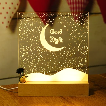 

Wholesale 3D Acrylic Wooden Base Wood Led Night Light DIY