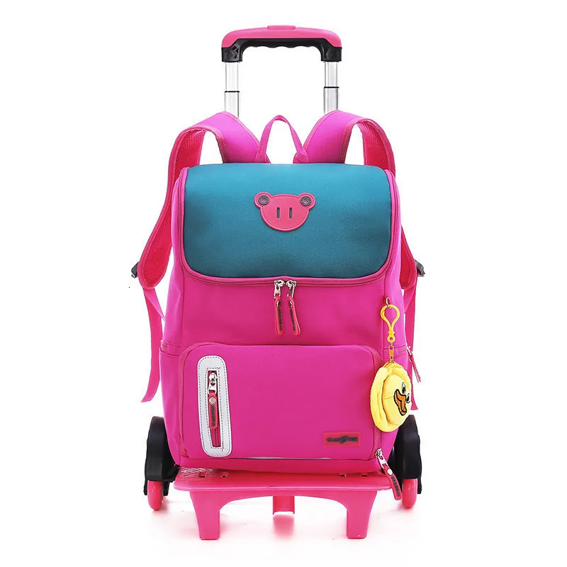 Wheels backpack Children School Bags with 2/6 Removable for Girls boys Trolley Backpack Kids Climbing stairs Wheeled Backpack