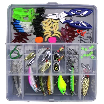 

103 Pieces Of Artificial Bait Soft Bait Hard Bait Bait Set Multi-Style Full Swimming Layer Bait Set Bait Portable