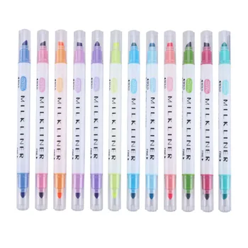

Double Headed Fluorescent Pen Milkliner Mild Liner Pen Highlighter Pen Color Mark Pen School Supplies 12 Pc Japanese Stationery
