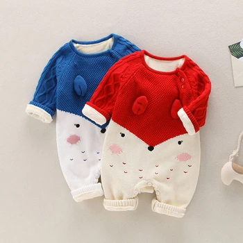 

Autumn Winter Baby Knitted Romper Children Sweaters Cartoon Jumpsuit Infatns Toddler Long Sleeve Overall Clothes