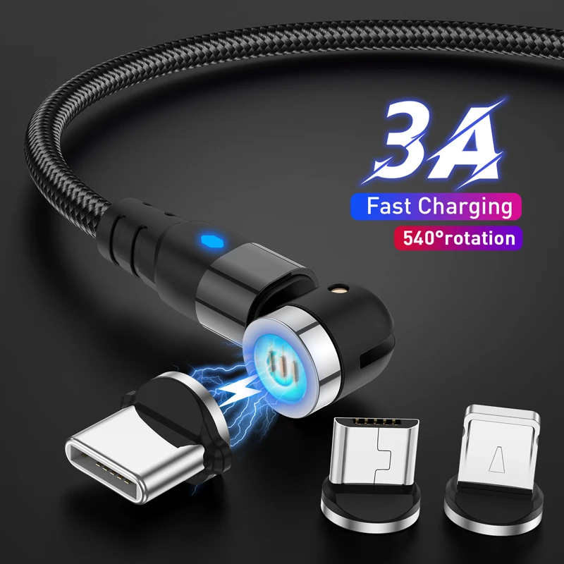 Lovebay Fast Charger Cable 3A 540 Rotate Micro USB Type C