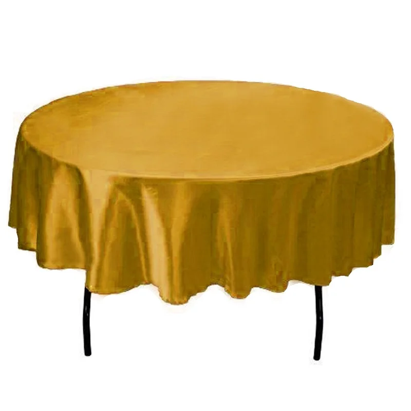 1 шт., 145x145 см, круглая сатиновая скатерть, покрытие для стола, посуда для ресторана, отеля, банкета, дома, свадьбы, вечеринки, украшение стола - Цвет: gold