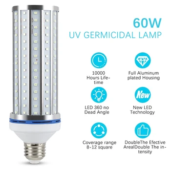 

E27 LED 60W UV Germicidal Lamp UV Ultraviolet Corn Bulb Disinfection Sterilizer Led Lights Air Kill Mites Remote Control