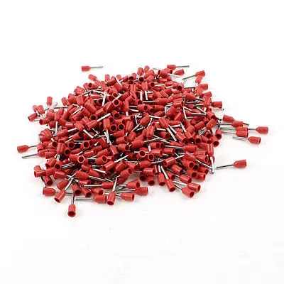 

1000 Pcs AWG 18 Wire Connector Tube Head Insulated Pin Terminals Red