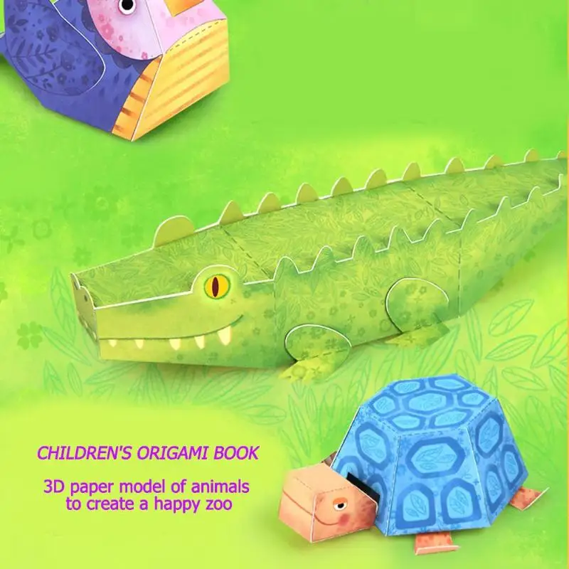 DIY 3D бумажная модель мультфильм книга с изображением животных игрушка детская книга оригами Бумага для детского сада-вырезанные игрушки Детские раннее образование игрушки подарки
