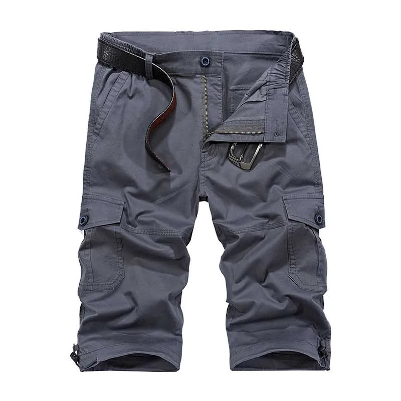 Новые модные летние хлопковые шорты Карго с несколькими карманами, мужские повседневные Прямые свободные пляжные шорты, мужская одежда