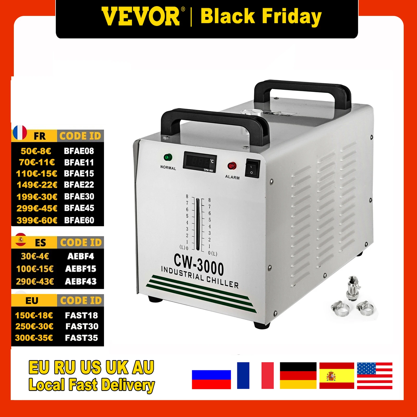 VEVOR 8 5 L CW-3000 Thermolysis промышленный охладитель воды для охлаждения CNC гравировальная