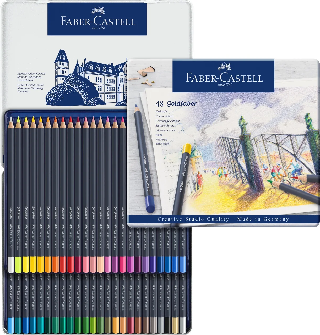 Faber-Castell синяя серия Goldfaber масляный цветной карандаш многоцветная железная коробка цветная яркая профессиональная живопись Художественный набор - Цвет: 48 Colors Tin Box