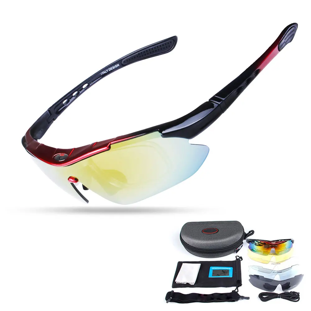 Поляризационные велосипедные очки, солнцезащитные очки для пешего туризма, бега, рыбалки, очки для спорта на открытом воздухе, велосипедные солнцезащитные очки, Gafas Ciclismo - Цвет: Красный