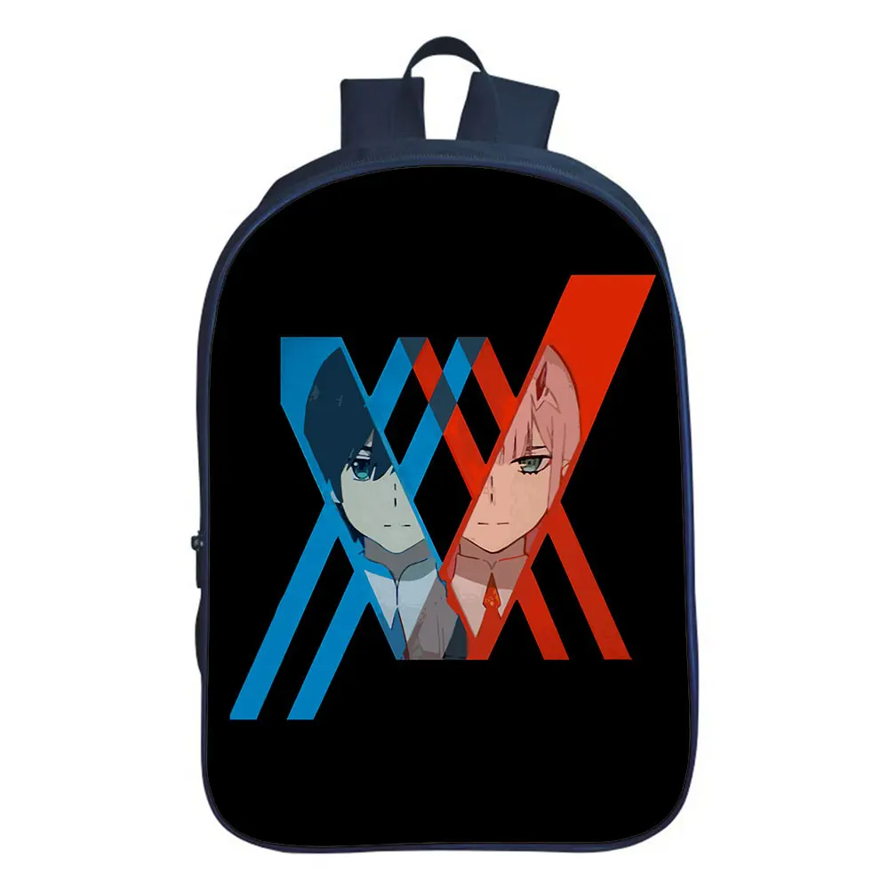 Zero Two Anime Backpack Boy School Bag Teenager Backpacks Darling In The Franxx College Style Travel Double-layer Backpack