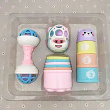 12 шт./компл. ребенка счастливы Q Meng 3 в 1 Дженга погремушка для стека родитель-ребенок интерактивные Комбинации игрушки для детей