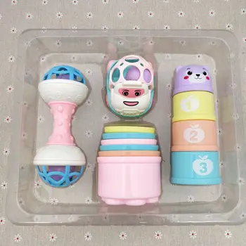 

12pcs/set Baby Child Happy Q Meng 3 In 1 Jenga Rattle Bath Stack Parent-child Interactive Combination Toys Toys for Children