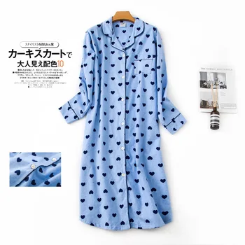 

Ladies Long-Sleeved Cotton Pajamas/pajamas/night Skirts/pajamas New Style Extended Flannel 2020 Hot Sale Comfort Leisure