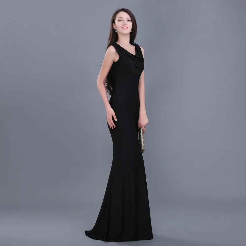 Элегантные дешевые простые черные длинные вечерние платья Vestido Robe De Soiree Festa с открытой спиной настоящий образец платья подружки невесты