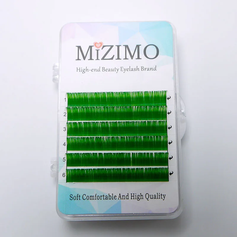 MIZIMO Цвет наращивание ресниц 0,07/0,1 мм C/D 8-17 мм зеленая искусственная норка для наращивания ресниц
