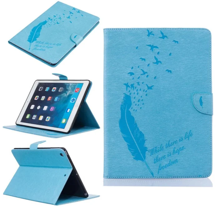 light blue Для iPad Air 1 Чехол iPad 2013 A1474 A1475 A1476 чехол Funda ультра тонкий PU кожаный чехол с рисунком пера для iPad Air 2013 9,7 дюймов - Цвет: light blue