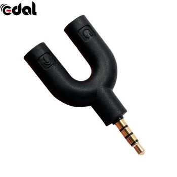 

EDAL 3.5MM Protable Stereo Audio Male To 2 Female Headset Mic TRRS Y Adapter Splitter New