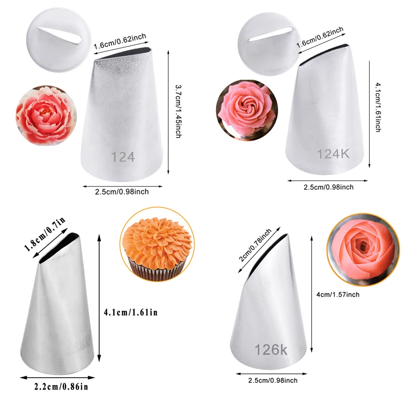 Rose Pastry Nozzles Cake Decorating Tools Flower Icing Piping Nozzle Cream Cupcake Tips Baking Accessories 20pcs/set cake decorating tip set cake icing nozzles baking nozzle set cake decorating nozzle set baking supplies