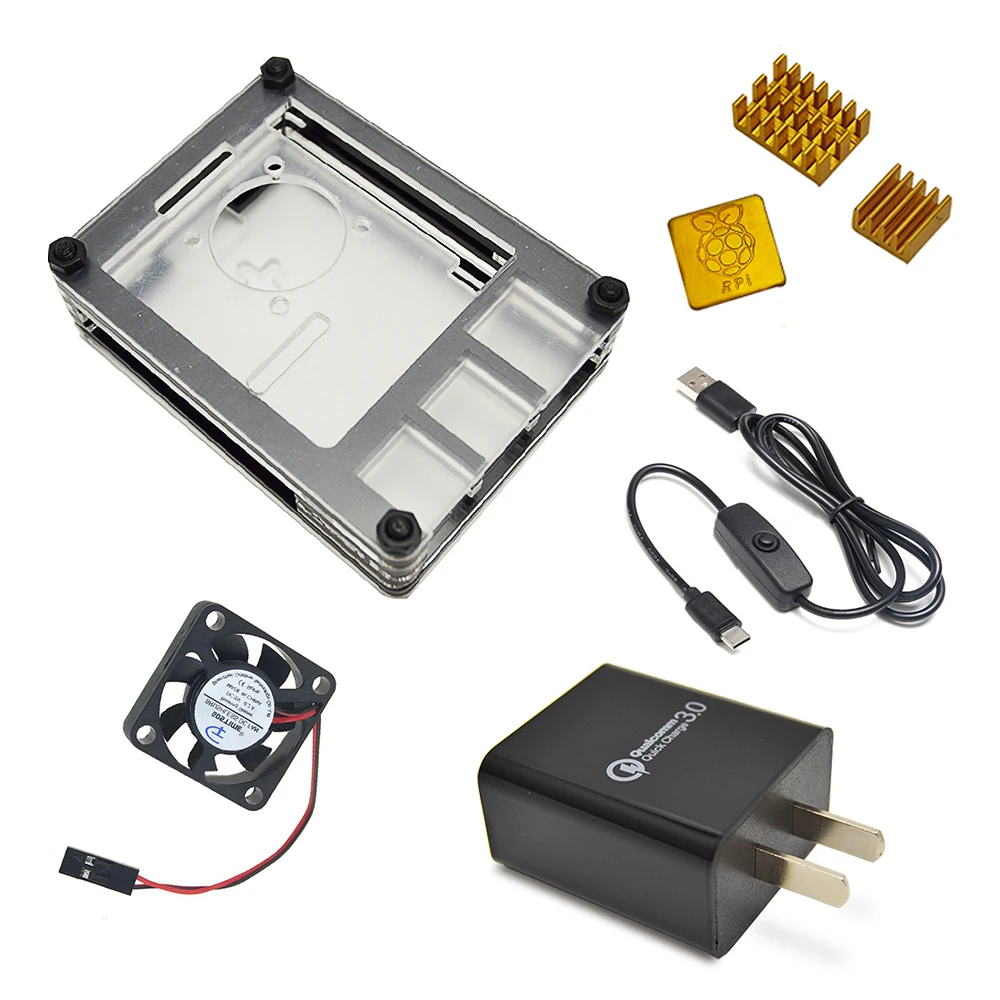 Raspberry Pi 4B Новый 9 слойный чехол и адаптер питания типа c с интерфейсом US зарядное