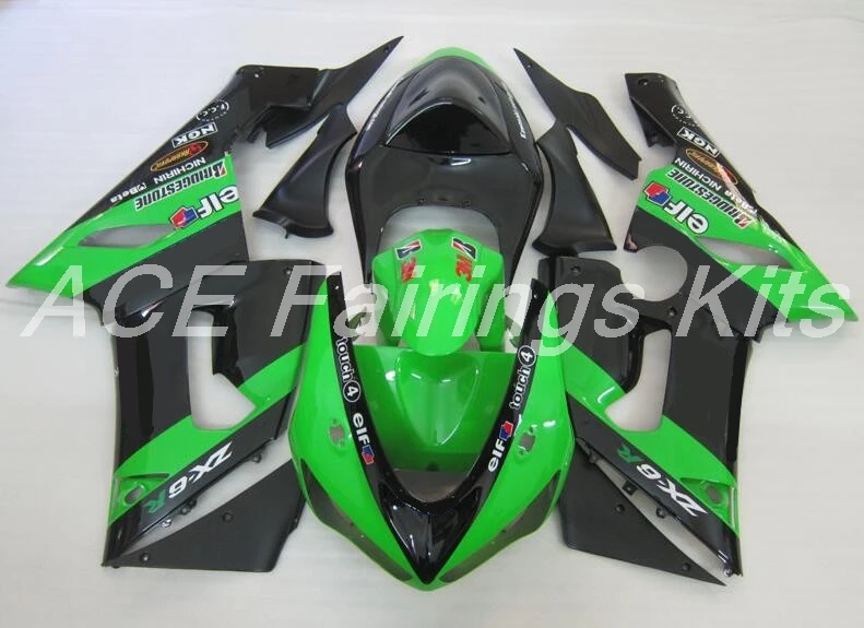 ABS полный обтекатель комплект подходит для Kawasaki ZX6R 2005 2006 Мотоцикл Обтекатели ZX-6R 05 06 ниндзя 636 Кузов Набор зеленый черный эльф