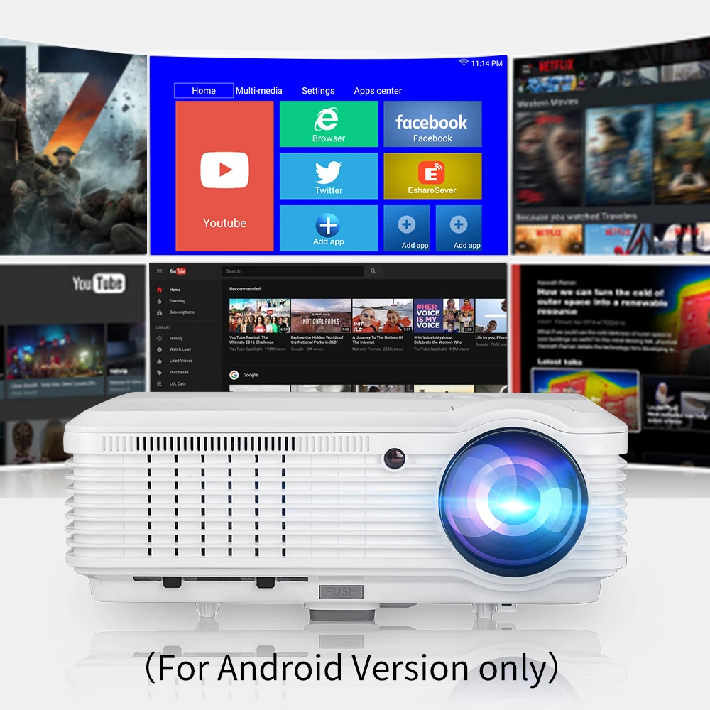 CAIWEI A7/A7AB Android проектор 1080p Full Hd Домашний кинотеатр светодиодный для поддержки 4k