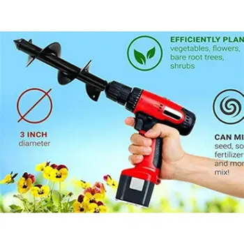 

Hole Digger for Hex Drive Drill Non-Slip Auger Drill Bit Rust-Proof Rapid Planter