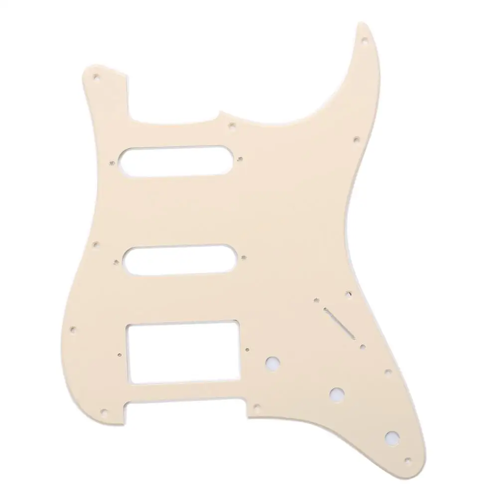Musiclily SSH 11 Отверстие Страт гитары накладку и бэкплейт набор для Fender США/мексиканский стандарт Страт Стиль, 1Ply крем