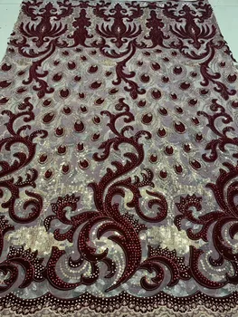 

The latest African lace fabric 2020 high quality lace French lace fabric with sequin embroidery, suitable for wedding H39481