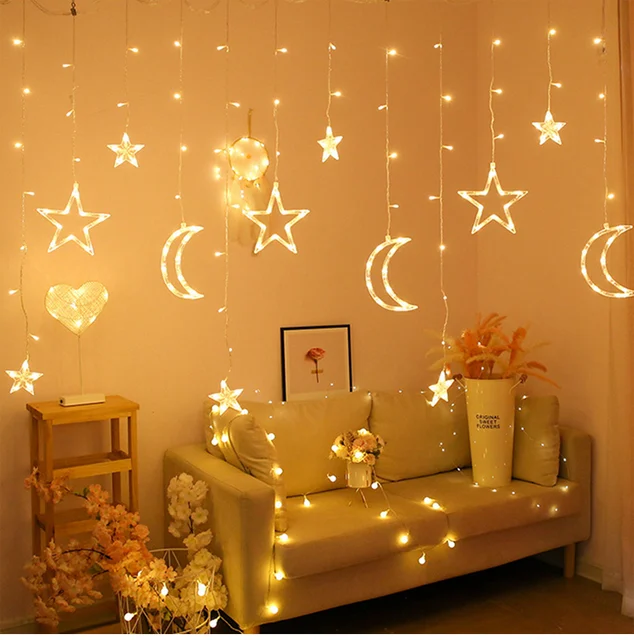 Ramadan Décoration Lune Étoile Led Guirlandes Musulmanes Événement Fête  Évider Château Guirlande Lumineuse Islam EID Mubarak Décor 10LED Cadena De