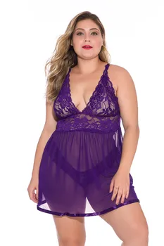 

Plus Size Lingerie Sexy Lace Pajamas Mesh Sleepwear Camisole Floral Underwear Nightdress Babydoll For Women